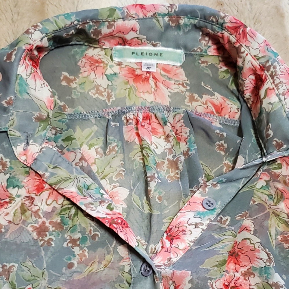PLEIONE GREY‎ FLORAL BLOUSE..SIZE S - Picture 4 of 8
